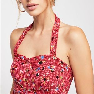 Free People Red Sun’s Out Halter Top XS